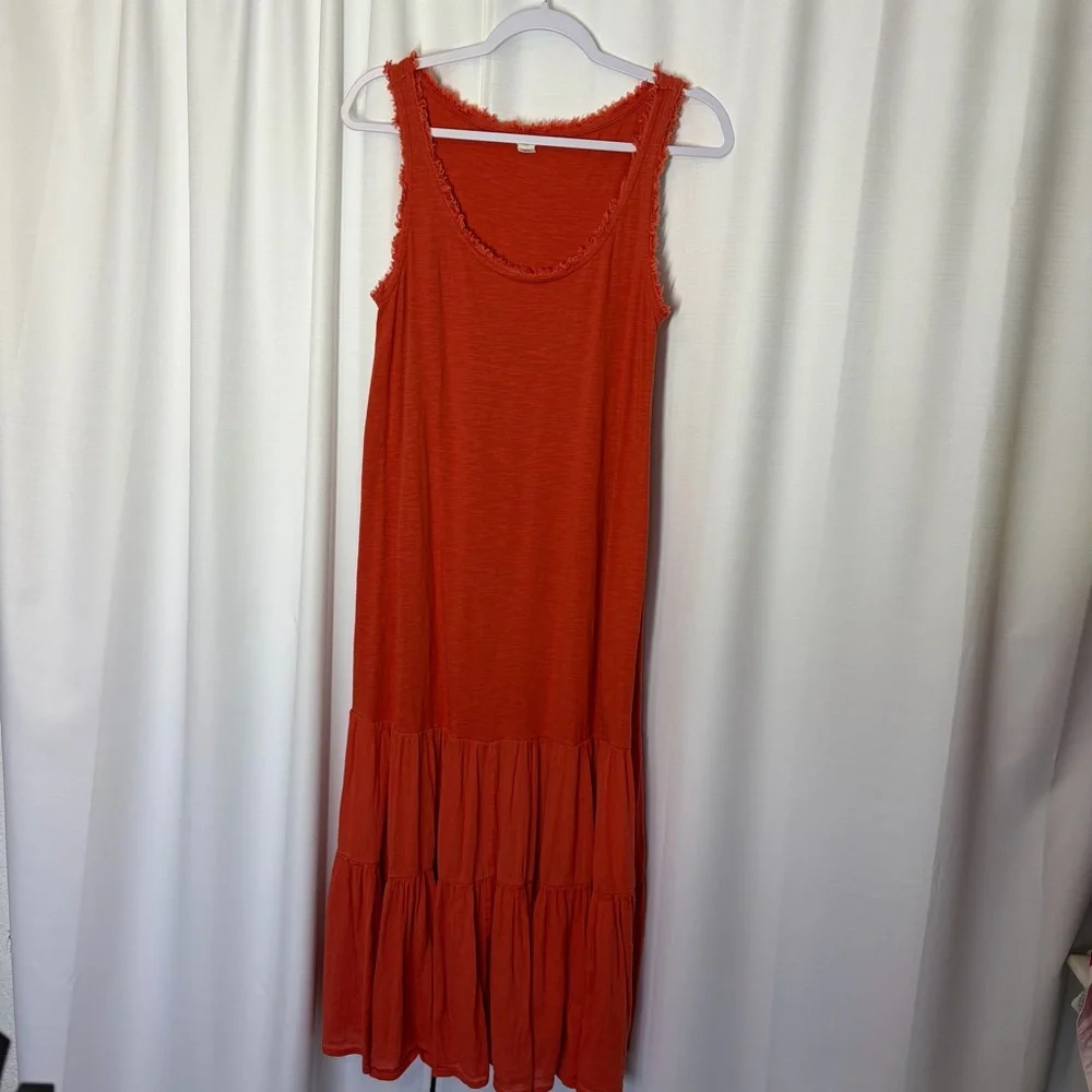 Caslon Nordstrom Tiered Cotton Gauze Midi Dress Mixed Media Flowy Boho Sz Small - Picture 2 of 12